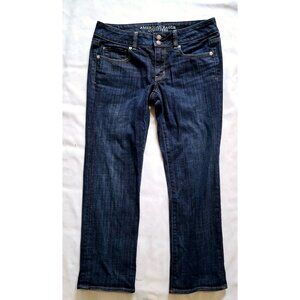 American Eagle Outfitters Artist Crop Jeans Size 6 Regular Dark Wash Cotton Blen